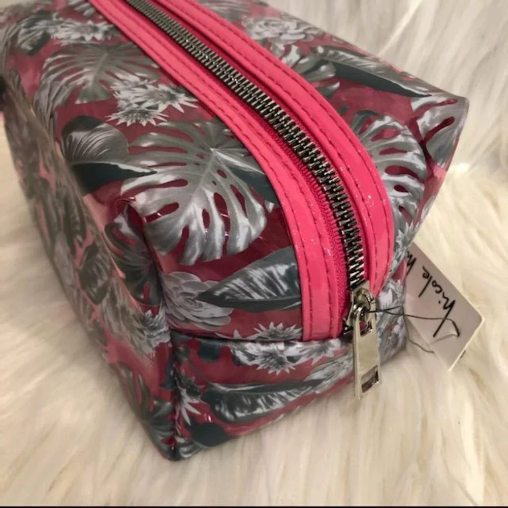 Nicole Miller Pink Plastic Cosmetic Bag